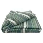 SOFT & WARM STRIPED ALPACA LLAMA WOOL THROW BLANKET 95"x67" QUEEN GREEN