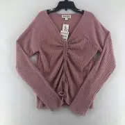 Nordstrom Ten Sixty Sherman Ribbed Top Girls Large Mauve Ruched Drawstring Front