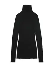 AMI Long-Sleeved Funnel Neck Dress Black