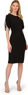 [Adrianna Papell] Women's Knit Crepe Pearl Midi Dress