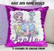 Mermaid Cushion Cover Sequin Throw Pillow - Personalised 1st Birthday