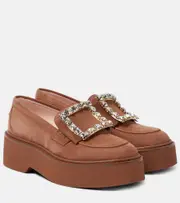 [Roger Vivier] Roger Vivier Viv' Rangers suede platform loafers AU 3.5 brown