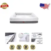 Orthopedic Dog Bed for Extra Large Dogs - Bolster Support, 46 x 30 Inch Gray