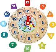 Shape Sorting Clock, Shape Matching Toy, Learning Toy for Fine Motor Skills, Early Educational Activity for Boys Girls Ages 3+