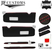 RED CROSS STITCH 2X SUN VISORS LEATHER COVERS+MIRROR TRIM FOR BMW 2 F22 F23 (for: BMW)