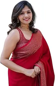 [C J Enterprise] Women's Pure Banarasi Style Kanjivaram Silk Saree With Blouse Piece For Wedding (Yatri)