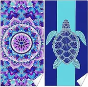Audonfof 2 Pack Beach Towel Lightweight Soft Cotton, 180x90cm Sand Free Sandproof Absorbent Quick Dry Towels Lightweight Travel Compact Essentials Accessories Vacation for Women Men Adult Gifts