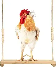 Chicken Swing Toy, Wooden Hen Swing Hanging Chicken Perch Swing Wood Stand Decorative Chicken Coop Accessories Toys for Rooster Chicken Owners & Lovers