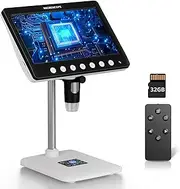Digital Microscope for Adults Kids - 7'' HD IPS Coin Microscope for Error Coins with Screen | 1200X Soldering Microscopes with 8 LED Lights | 32GB SD Card USB for Windows/MacOS White
