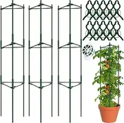 Tomato Cage Garden Tomatoes Trellis Robust Tomato Plant Cage Stakes Assembled Tomato Garden Vegetable Cages with 100m Coil and 10 Clips Plastic Plant Cage Support Pole for Vertical Climbing Plants