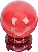 LoKori Red Obsidian Ball Smelting Red Quartz Crystal Gemstone Ball with Stand for Meditation Healing Feng Shui Divination Sphere Home Decoration Gift,7cm/2.7in