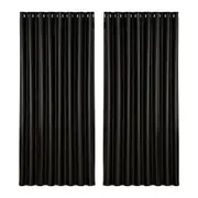 2X Blockout Curtains Blackout Window Curtain Eyelet 300x230cm Black