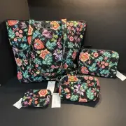 Vera Bradley Iconic Tote Bag, Wristlet, Mini Cosmetic & Coin Purse Vines Floral