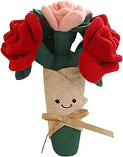 Flower Plush Toy, Plush Bouquet, Soft Velvet Rose Bouquet, Decorative Floral Toy and Flower Pillow, 11.02x3.94x3.94 Inches for Valentine's Day Weddings and Special Occasions