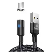 3A Type C Magnetic LED Indicator Fast Charging Data Cable For Huawei P30 Pro Mate 30 Xiaomi Mi9 9Pro S10+ Note10 BLACK COLOR