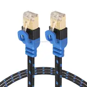 REXLIS CAT7-2 Gold-plated CAT7 Flat Ethernet 10 Gigabit Two-color Braided Network LAN Cable for Modem Router LAN Network