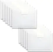 YUNSHANGHE Pack of 30 A4 Document Wallets with Perforated Edge, Transparent Envelope Folders with Velcro Closure and Label Pocket, Document Folder for Documents Organising