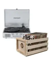 Cruiser Bluetooth Portable Turntable - Silver + Bundled Crosley Record Storage Crate