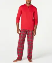 NWT! Family Pajamas Men's Sz L Henley Mix It Brinkley Plaid 2pcs Pajama Set