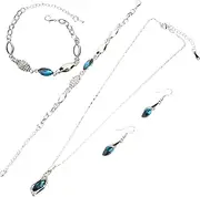 [Healeved] Unique Crystal Jewelry Set Earrings Necklace Bracelet Women's Accessory Set for Special Days