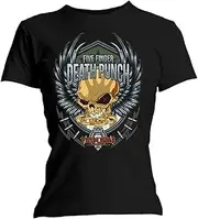 [Five Finger Death Punch] Trouble' (Black) Womens Fitted T-Shirt (xx-Large)