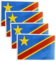 QTAOEIONG 4 Pcs Congo Democratic Flag Decal Adhesive Stickers Self Adhesive Sticker