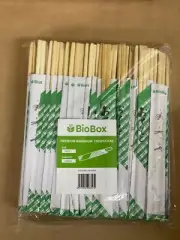 240mm Premium Bamboo Chopsticks Sky-Cut 2/3 PAPER Wrapped - BIOBOX