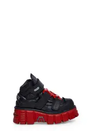 [New Rock] Black/Red M-285-C65 Ankle Boots