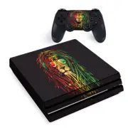 PS4 Pro Console Skins Decal Wrap ONLY - Rasta Dread Lion Irie