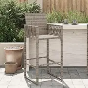 Garden Bar Stools 2 pcs Grey Poly Rattan,Relaxing Garden Bar Stools: Comfortable Outdoor Seating for Your Patio Patio Seating