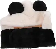[Healeved] Soft Plush Panda Hat With Scarf For Women Girls Cozy Winter Animal Beanie Hoodie Cosplay Costume For Halloween And Party Costumes
