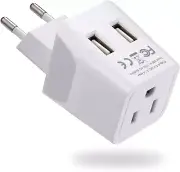 Ceptics Europe Travel Adapter, Ultra Compact Dual USB Power Plug - for European