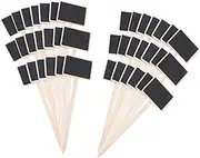 NOLITOY DIY Mini Wooden Chalkboard Picks Set 20 Pcs Blackboard Tags for Garden Home Decor Wedding Table Signage