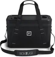Iron Flask 12L Soft Cooler Bag, Black, Floatable, 24-Can Capacity, 48-Hour Cold