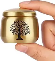 Small Urn for Human Ashes Keepsake Set of 1,Mini Urns for Ashes Made of Brass with Tree of Life Pattern,Small Cremation Urn for Pet Ashes,Hold 2.5 Cubic Inches