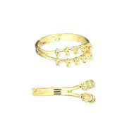 2 Bright Gold Plated Brass with 10 Loops Adjustable 6-7 Size Ring Beading Base