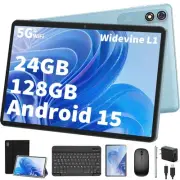 Android Tablet with Keyboard,10 inch Android 15 tablet, 24GB RAM 128GB ROM, 1...
