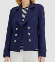 $169 Tahari ASL Women's Blue Double Button Sailor Peacoat Jacket Size 14
