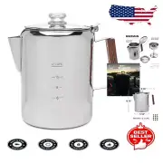 Lightweight 12-Cup Percolator for Gas & Electric Stovetops - Camping Companion