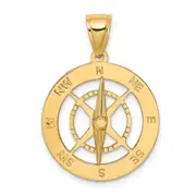 14k Yellow Gold Nautical Compass with Moveable Needle Charm