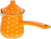 LOPUNER Turkish Coffee Kettle Enamel Coffee Pot with Long Handle Heat and Cold Resistant Vintage Design for Home and Practical