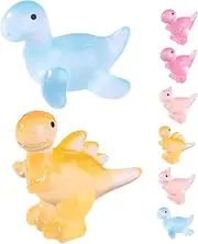 HAKIDZEL 8Pcs Glow in Dark Mini Dinosaur Figures for Birthday Party Favors Garden Decor Potty Training Prizes Cute Animal Cake Toppers for Weather Resistant Statues