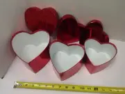 Lot of 6 sets Valentine Nesting Boxes W/Top Each Set Has 3 Red Heart Shaped boxs