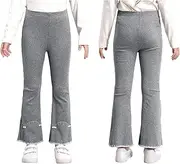 [iEFiEL] Little Girls Ribbed Bell Bottoms Flared Bootcut Casual Long Pants Solid Color Trousers