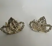 Small silver rhinestone tiara comb set baby Photo Prop Toddler dance Tiara 1.5”