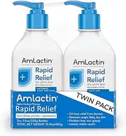AmLactin Rapid Relief Restoring Body Lotion For Dry Skin – 7.9 oz Pump Bottles (Twin Pack) – 2-in-1 Exfoliator And Moisturizer With Ceramides And 15% Lactic Acid For 24-Hour Relief From Dry Skin