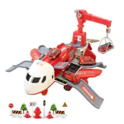 Catzon Airplane Car Toy Set Transport Cargo Airplane Toy with Music and Light for Boys and Girls-Red