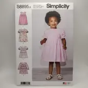 Simplicity Sewing Pattern 8895 Girls Toddlers Dress A Size 1/2-4 Uncut 2019 NEW