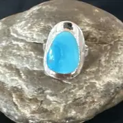 Navajo Sterling Silver Blue Turquoise Ring Size 10 Native American 16580