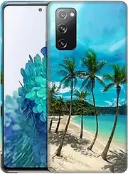 SuzaCase Back Case for Samsung Galaxy S20 FE 5G / 4G / 2022 5G - Stylish Tropical Beach Palm Tree Design Printed Cute, Sleek Durable Hardshell Protective Phone Case for S20 FE 5G/ 4G / 5G 2022